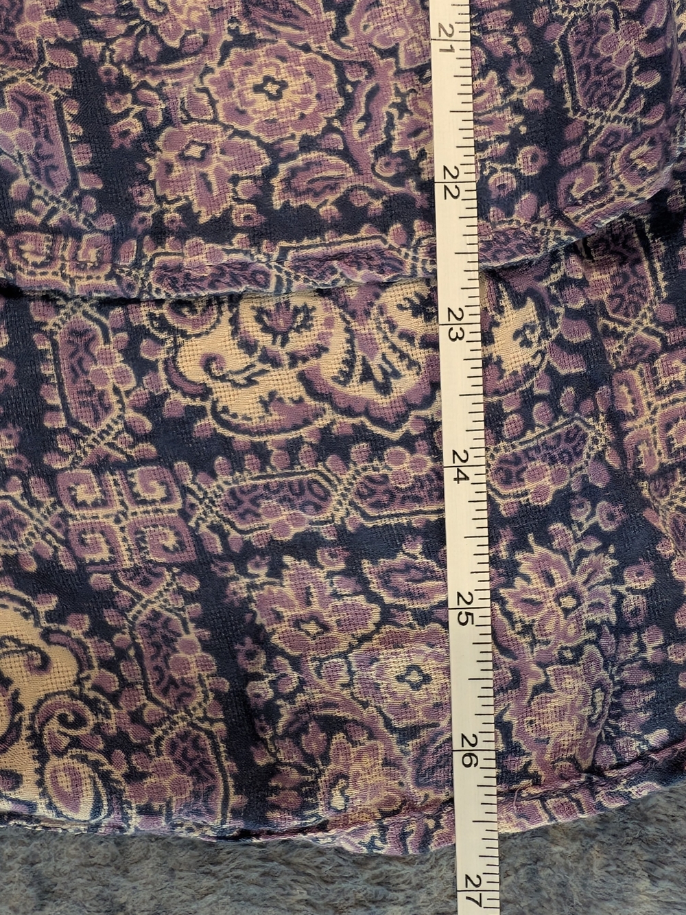 Anthropologie Medium Petite Lavender and Navy Paisley Button-Front Blouse - Picture 8 of 8